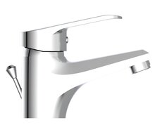 TESSA ééngreepsmengkraan wastafel, chroom keramische schijven geluidsarme, verwisselbare 40 mm cartouche flexibele metalen aansluitslangen 1 ¼" (Ø ca. 4 cm) kunststof-afvoerplug en waste-stang