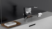 TESSA ééngreepsmengkraan wastafel, chroom keramische schijven geluidsarme, verwisselbare 40 mm cartouche flexibele metalen aansluitslangen 1 ¼" (Ø ca. 4 cm) kunststof-afvoerplug en waste-stang