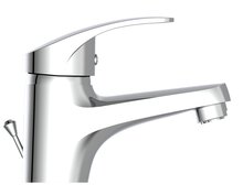 ORAZI ééngreepsmengkraan wastafel, lage druk, chroom keramische schijven geluidsarme, verwisselbare 40 mm-cartouche flexibele metalen aansluitslangen volgens DVGW/KTW-A 1 ¼" kunststof-afvoerpl