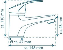 ORAZI ééngreepsmengkraan wastafel, lage druk, chroom keramische schijven geluidsarme, verwisselbare 40 mm-cartouche flexibele metalen aansluitslangen volgens DVGW/KTW-A 1 ¼" kunststof-afvoerpl