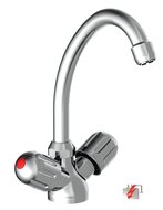 PERUZZI tweegreepskraan keuken, lage druk, chroom lage druk kraan - alleen geschikt voor lage druk boilers/kleine accumulatoren (onder wastafel model) kraan met hoge ronde draaibare uitloop ½" ( afbeelding