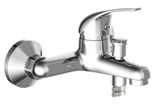 ATHOS PLUS ééngreepsmengkraan bad, chroom keramische schijven geluidsarme, verwisselbare 35 mm-cartouche mousseur "Made in Germany" ½" (Ø ca. 1,9 cm) verbinding voor doucheslang metalen gree afbeelding