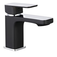 MADASGASKAR ééngreepsmengkraan wastafel, chroom/mat zwart keramische schrijven geluidsarme, verwisselbare 35 mm cartouche flexibele metalen aansluitslangen volgens DVGW/KTW-A push-pop-up afvo afbeelding