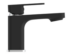 MADASGASKAR ééngreepsmengkraan wastafel, chroom/mat zwart keramische schrijven geluidsarme, verwisselbare 35 mm cartouche flexibele metalen aansluitslangen volgens DVGW/KTW-A push-pop-up afvo