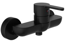 DENVER ééngreepsmengkraan douche, zwart mat keramische schijven geluidsarme, verwisselbare 35 mm cartouche ½" (Ø ca. 1,9 cm) verbinding voor doucheslang metalen greep garantie: 3 jaar afbeelding