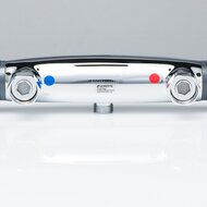 SUPRA thermostatische mengkraan douche, chroom keramisch ½" ventiel bovenstuk uitwisselbaar thermostaat element temperatuurschaal veiligheidsstop op 38°C ½" (Ø ca. 1,9 cm) verbinding voor do