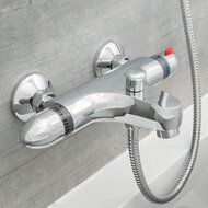 SUPRA thermostatische mengkraan bad, chroom keramisch ½" ventiel bovenstuk uitwisselbaar thermostaat element temperatuurschaal veiligheidsstop op 38°C mousseur KIWA-gekeurd ½" (Ø ca. 1,9 c