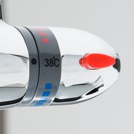 SUPRA thermostatische mengkraan bad, chroom keramisch ½" ventiel bovenstuk uitwisselbaar thermostaat element temperatuurschaal veiligheidsstop op 38°C mousseur KIWA-gekeurd ½" (Ø ca. 1,9 c
