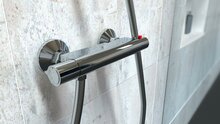 VICO thermostatische mengkraan douche, chroom keramisch ½" ventiel bovenstuk uitwisselbaar thermostaat element temperatuurschaal veiligheidsstop op 38°C ½" (Ø ca. 1,9 cm) verbinding voor dou