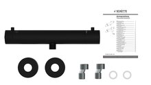 LONDON thermostatische mengkraan douche, zwart mat keramisch ½" (Ø ca. 1,9 cm) ventiel bovenstuk uitwisselbaar thermostaat element temperatuurschaal met veiligheidsstop op 38°C Eco-Click funct