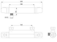 VINEA thermostatische mengkraan douche, chroom ½" (Ø ca. 1,9 cm) keramisch ventiel bovenstuk uitwisselbaar thermostaat element temperatuurschaal met veiligheidsstop op 38 °C ½" (Ø ca. 1,9 cm)
