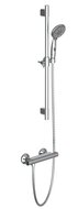 AQUA 2 SAVE doucheset met thermostatische mengkraan, chroom antikalk nozzles 5 functies met knop voor watestop functie douchekop: Ø ca. 10 cm douchestang van metaal, lengte: ca. 56 cm flexib afbeelding