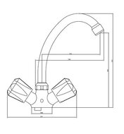 BRILLANT tweegreepskraan wastafel, lage druk, chroom draaibare uitloop keramische ½" ventiel bovenstukken flexibele metalen aansluitslangen intrekbare ketting voor afvoerplug BRILLANT grepe