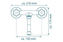 BRILLANT tweegreepskraan keuken, wandmontage, chroom draaibare uitloop, lengte: ca. 20 cm lengte uitloop (voorsprong): ca. 25 cm ½" (Ø approx. 1,9 cm) keramische ventiel bovenstukken BRILLAN