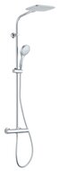 LA PALMA hoofddouche set met thermostatische mengkraan, chroom-silver grote hoofddouche met antikalk nozzles, hoofddouche: ca. 26 x 23 cm handdouche met antikalk nozzles, 3 functies, Ø ca. 12 cm afbeelding