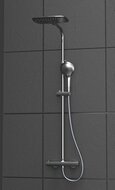 LA PALMA hoofddouche set met thermostatische mengkraan, chroom-silver grote hoofddouche met antikalk nozzles, hoofddouche: ca. 26 x 23 cm handdouche met antikalk nozzles, 3 functies, Ø ca. 12 cm