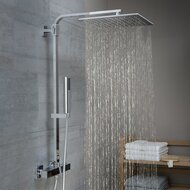 SUMBA hoofddouche set met thermostatische mengkraan, chroom supervlakke hoofddouche met antikalk nozzles, hoofddouhe: Ø approx. 30 x 30 cm handdouche met antikalk nozzles, maat: (b x l): ca. 4,2 x