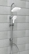TENERIFFA hoofddouche set, chroom-wit grote wellness-hoofddouche (20,5 x 20,5 cm) met antikalk nozzles handdouche met 5 functies en antikalk nozzles handdouche: Ø ca. 12 cm metalen douchestang