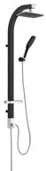 MADAGASKAR hoofddouche set, zwart-chroom hoofddouche, ca. 25 x 20 cm moderne, hoekige handdouche met wandhouder handdouche, (b x l) ca. 3,8 x 23,5 cm lichaam van aluminium, lengte: ca. 120 cm afbeelding
