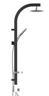 MADAGASKAR hoofddouche set, zwart-chroom hoofddouche, ca. 25 x 20 cm moderne, hoekige handdouche met wandhouder handdouche, (b x l) ca. 3,8 x 23,5 cm lichaam van aluminium, lengte: ca. 120 cm
