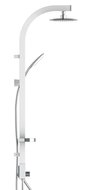 MADAGASKAR hoofddoucheset, wit-chroom hoofdouche ca. 17,5 x 17,5 cm moderne, hoekige handdouche met wandhouder handdouche, (b x l) ca. 3,8 x 23,5 cm lichaam van aluminium, lengte 120 cm meta
