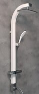 MADAGASKAR hoofddoucheset, wit-chroom hoofdouche ca. 17,5 x 17,5 cm moderne, hoekige handdouche met wandhouder handdouche, (b x l) ca. 3,8 x 23,5 cm lichaam van aluminium, lengte 120 cm meta