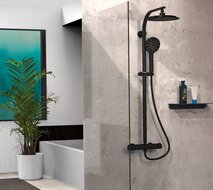 MADURA FRESH hoofddouche set met thermostatische mengkraan, zwart mat