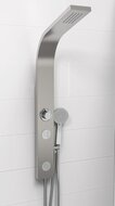 SANSIBAR douchepaneel, roestvrij staal geïntegreerde hoofddouche met antikalk nozzles, afmetingen: ca. 30 x 10 cm handdouche, 3 functies, antikalk nozzles, handdouche: Ø ca. 10 cm. paneel van ro