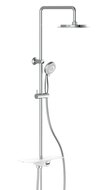 AQUASTAR hoofddouche set met planchet, chroom-wit wellness hoofddouche met antikalk nozzles, hoofddouche: Ø ca. 24 cm handdouche met 5 functies en met antikalk nozzles, maat: Ø ca. 10 cm metalen afbeelding