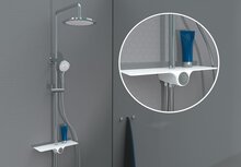 AQUASTAR hoofddouche set met planchet, chroom-wit wellness hoofddouche met antikalk nozzles, hoofddouche: Ø ca. 24 cm handdouche met 5 functies en met antikalk nozzles, maat: Ø ca. 10 cm metalen