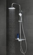 AQUASTAR hoofddouche set met planchet, chroom-wit wellness hoofddouche met antikalk nozzles, hoofddouche: Ø ca. 24 cm handdouche met 5 functies en met antikalk nozzles, maat: Ø ca. 10 cm metalen