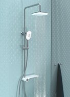 AQUASTAR hoofddouche set met zijdelingse planchet, chroom-wit wellness hoofddouche met antikalk nozzles, hoofddouche: ca. 20 x 20 cm handdouche, 3 functies, met antikalk nozzles, maat: (b x l) ca.