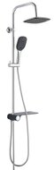 AQUASTAR hoofddouche set met zijdelingse planchet, chroom-antraciet wellness hoofddouche met antikalk nozzles, hoofddouche: ca. 20 x 20 cm handdouche, 3 functies, met antikalk nozzles, maat: (b x afbeelding
