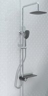 AQUASTAR hoofddouche set met zijdelingse planchet, chroom-antraciet wellness hoofddouche met antikalk nozzles, hoofddouche: ca. 20 x 20 cm handdouche, 3 functies, met antikalk nozzles, maat: (b x