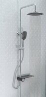 AQUASTAR hoofddouche set met zijdelingse planchet, chroom-antraciet wellness hoofddouche met antikalk nozzles, hoofddouche: ca. 20 x 20 cm handdouche, 3 functies, met antikalk nozzles, maat: (b x