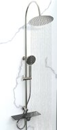AQUASTAR hoofddouche set met planchet, chroom-antraciet supervlakke hoofddouche met antikalk nozzles, hoofddouhe: Ø approx. 25 cm handdouche met 3 functies, met antikalk nozzles, hoofddouche: Ø ca
