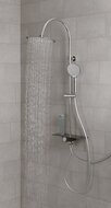 AQUASTAR hoofddouche set met planchet, chroom-antraciet supervlakke hoofddouche met antikalk nozzles, hoofddouhe: Ø approx. 25 cm handdouche met 3 functies, met antikalk nozzles, hoofddouche: Ø ca