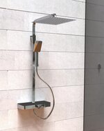 OCEAN douchesysteem met thermostatische mengkraan en glazen planchet, chroom-antraciet