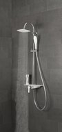 WATERWAY hoofddouche met ééngreepsmengkraan en planchet, chroom-wit wellness-hoofddouche met antikalk nozzles, hoofddouche: ca. 20 x 20 cm handdouche met antikalk nozzles, maat: (b x. L) ca. 6,4 x