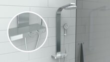 SAMOA RAIN douchesysteem met thermostatisch planchet, chroom-licht grijs wellness hoofddouche met antikalk nozzles, Ø ca. 26 cm handdouche, 3 functies met antikalk nozzles, Ø 13 cm handdouche m