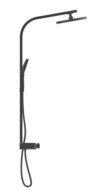 SAMOA RAIN douchesysteem met thermostatisch planchet, zwart mat wellness hoofddouche met antikalk nozzles, Ø ca. 26 cm handdouche, 3 functies met antikalk nozzles, Ø 13 cm handdouche met push-b