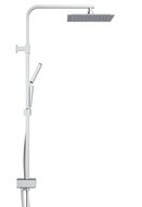 SILVER RAIN hoofddouche set, chroom ultra-dunne, lasergelaste wellness-hoofddouche, 25 x 25 cm volledig verchroomde handdouche met en met Push-Button metalen douchestang in hoogte verstelbaar, c