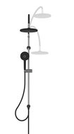 MATAO RAIN hoofddouche set, chroom/zwart mat grote wellness-hoofddouche, Ø 22,5 cm handdouche met 3 functies met antikalk nozzles push-button omsteller voor het switchen tussen hoofd- en handdou