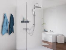 MALLORCA hoofddouche set, chroom grote wellness-hoofddouche (32 x 20 x 6 cm) met antikalk nozzles handdouche: ca. 25 x 9 x 3,5 cm, 3 functies metalen douchestang max. lengte ca. 95 cm wandbeve