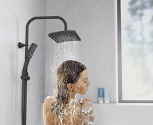 MALLORCA hoofddouche set, zwart mat grote wellness-hoofddouche (32 x 20 x 6 cm) met antikalk nozzles handdouche (b x l): ca. 25 x 9 x 3,5 cm, 3 functies metalen douchestang max. lengte ca. 95 cm