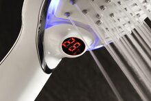POLARIS LED-handdouche met temperatuurweergave, wit-chroom antikalk nozzles handdouche met LED lichten en digitale temperatuurweergave douchekop: Ø ca. 12 cm Kleurwisseling - 3 kleuren en in 3