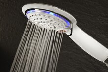POLARIS LED-handdouche met temperatuurweergave, wit-chroom antikalk nozzles handdouche met LED lichten en digitale temperatuurweergave douchekop: Ø ca. 12 cm Kleurwisseling - 3 kleuren en in 3