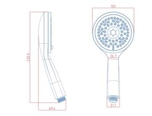 VENEZIA handdouche, 5 functies, chroom antikalk nozzles 5 selecteerbare jets douchekop: Ø ca. 10,5 cm inclusief waterbesparende pakking-tot wel 50% minder water verbruik ½" (Ø ca. 1,9 cm) ve