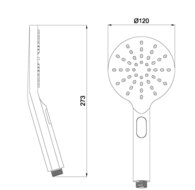 COMO handdouche met drukknop, 3 functies, chroom antikalk nozzles 3 selecteerbare jets douchekop: Ø ca. 12 cm met push-button voor de selectie van de jet inclusief waterbesparende pakking-to