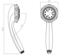TORINO handdouche, 8 functies, chroom antikalk nozzles 8 selecteerbare jets douchekop: Ø ca. 9 cm inclusief waterbesparende pakking - tot wel 50% minder water verbruik ½" (Ø ca. 1,9 cm) verb
